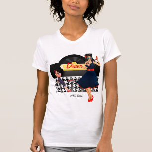 1950s Diner yellow black & white checkered T-Shirt