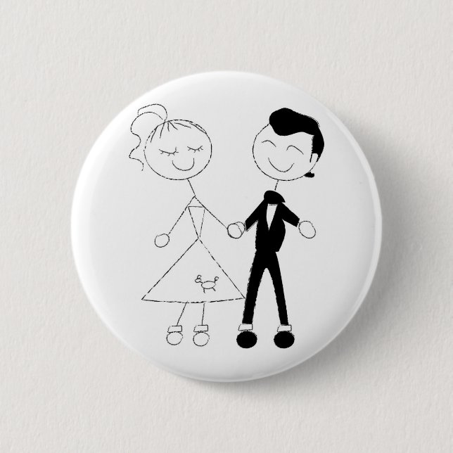 1950s Dressed Up Couple Pinback Button (Front)