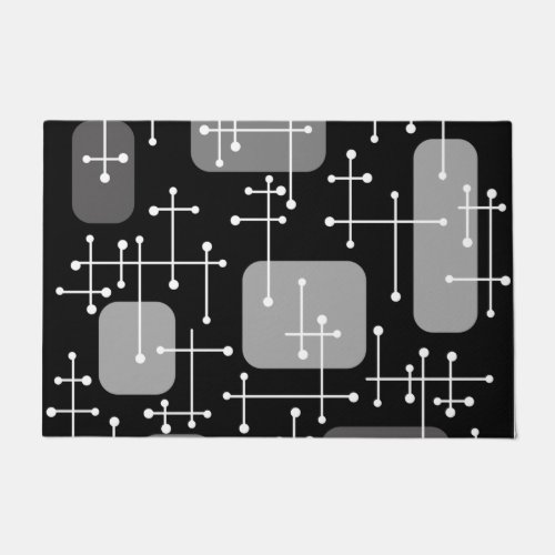 1950s Eames Era Art Crosshairs Black White Doormat