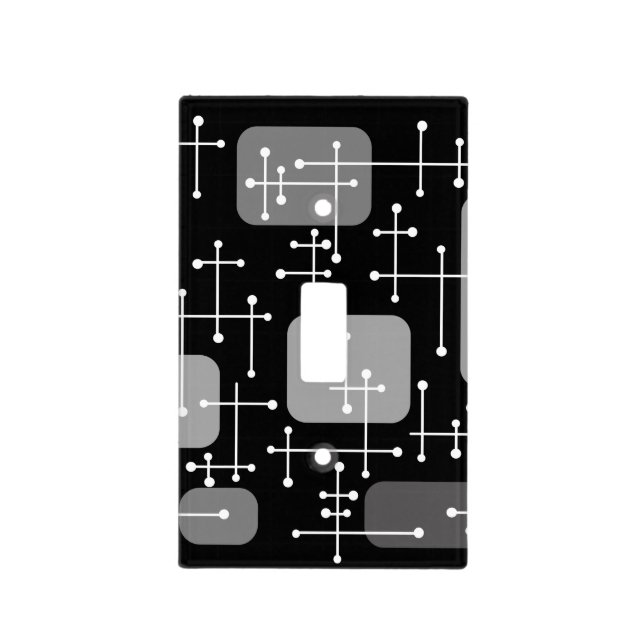 1950s Eames Era Art Crosshairs Black White Light Switch Cover (Front)