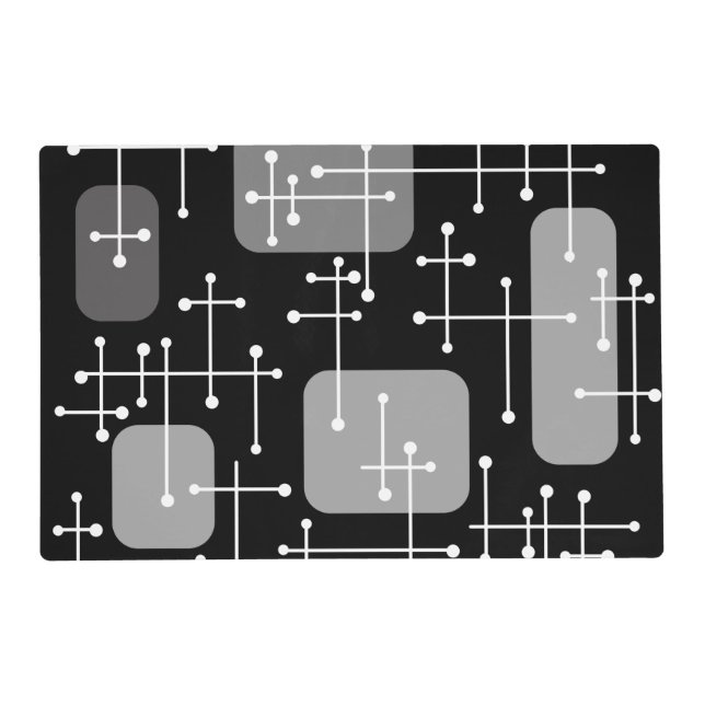 1950s Eames Era Art Crosshairs Black White Placemat (Front)