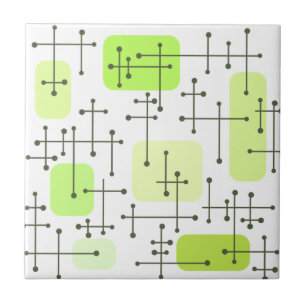 1950s Eames Era Art Crosshairs Chartreuse Ceramic Tile