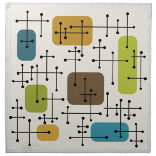 1950s Eames Era Art Crosshairs Cloth Napkin
