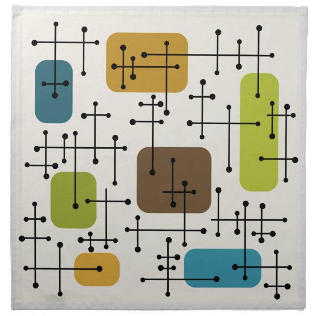 1950s Eames Era Art Crosshairs Cloth Napkin (Front)