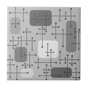 1950s Eames Era Art Crosshairs Gray Ceramic Tile