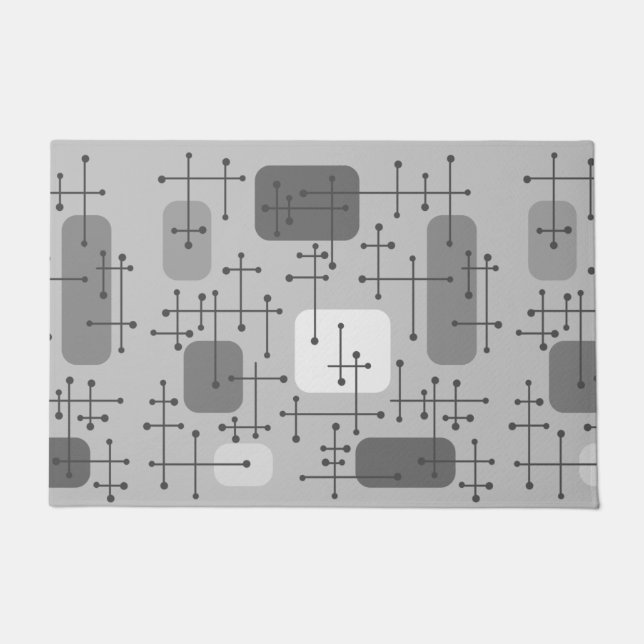 1950s Eames Era Art Crosshairs Gray Doormat (Front)
