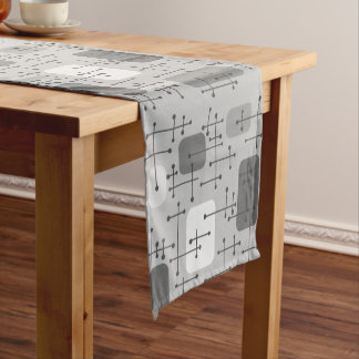 1950s Eames Era Art Crosshairs Gray Short Table Runner