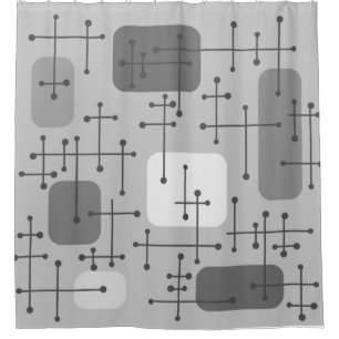 1950s Eames Era Art Crosshairs Gray Shower Curtain