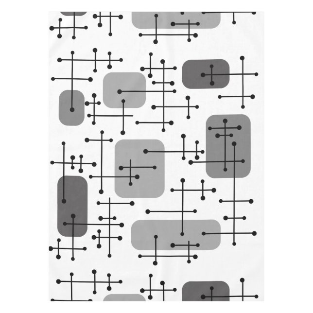 1950s Eames Era Art Crosshairs Gray Tablecloth (Front)
