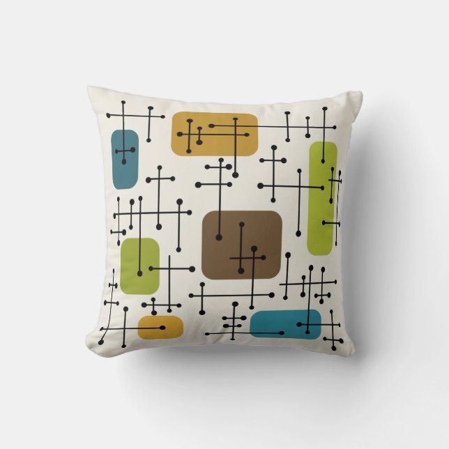 1950s Eames Era Art Crosshairs Throw Pillow (Front)