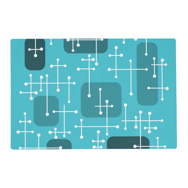 1950s Eames Era Art Crosshairs Turquoise Placemat (Front)