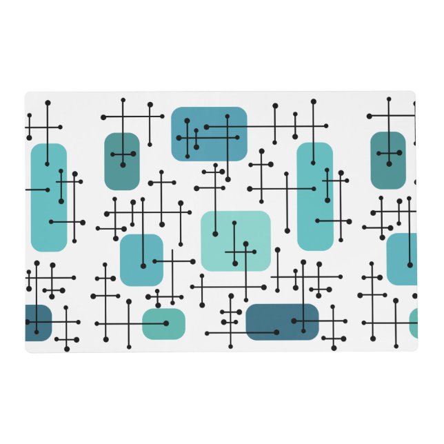 1950s Eames Era Art Crosshairs Turquoise Placemat (Front)