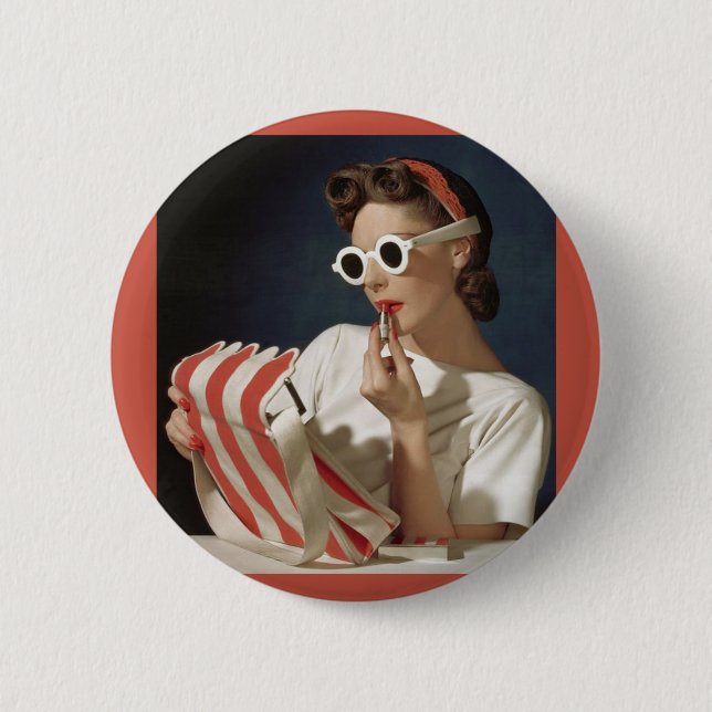 1950s fashion photo button (Front)