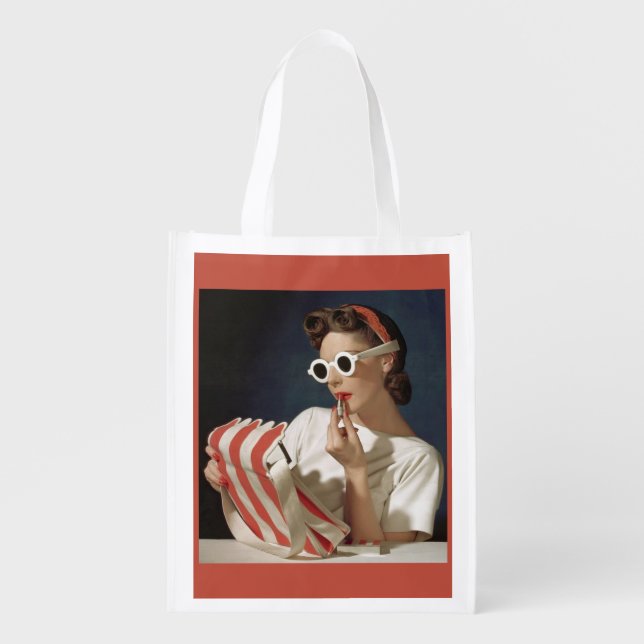 1950s fashion photo print grocery bag (Front)