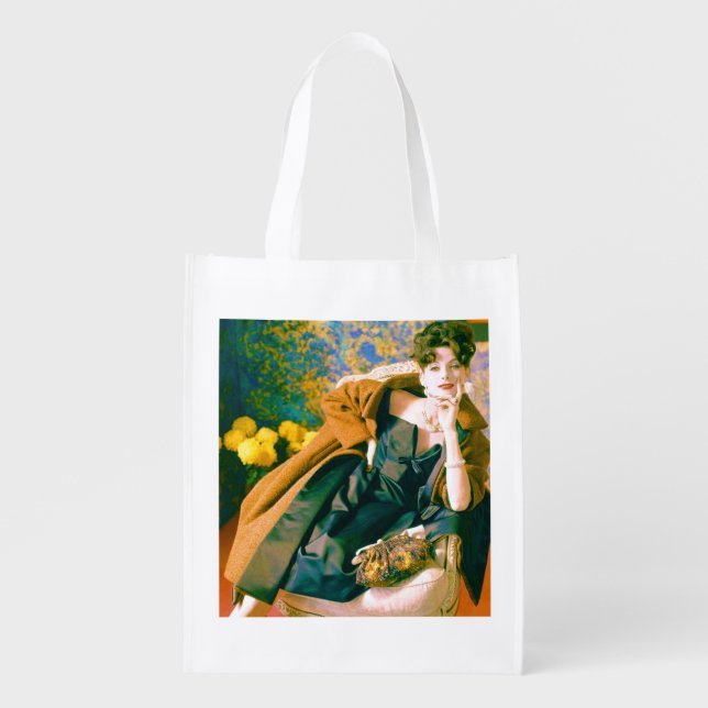 1950s fashion portrait print grocery bag (Front)