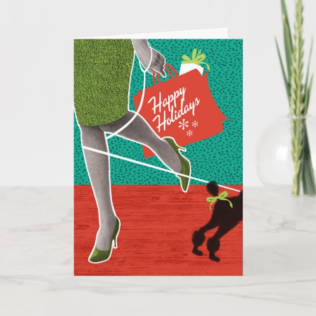 1950s Fashionable Shopper Gal Christmas Cards (Front)