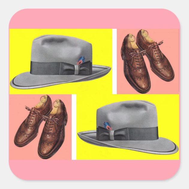 1950s fedora and wingtip shoes print 