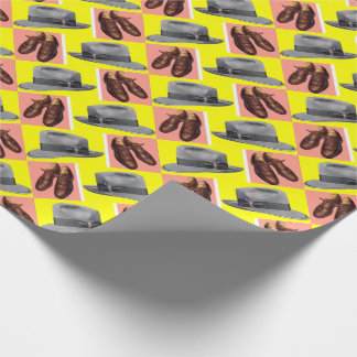 1950s fedora and wingtip shoes print wrapping paper
