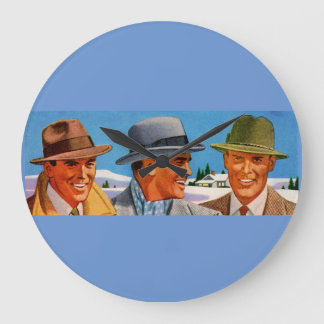 1950s fedora-wearing trio large clock