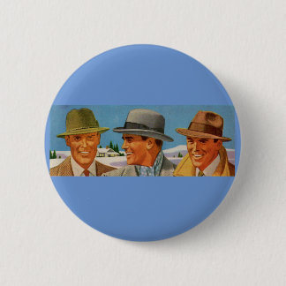 1950s fedora-wearing trio pinback button
