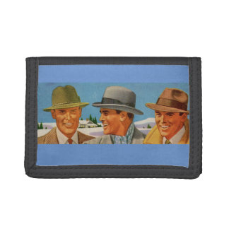 1950s fedora-wearing trio tri-fold wallet