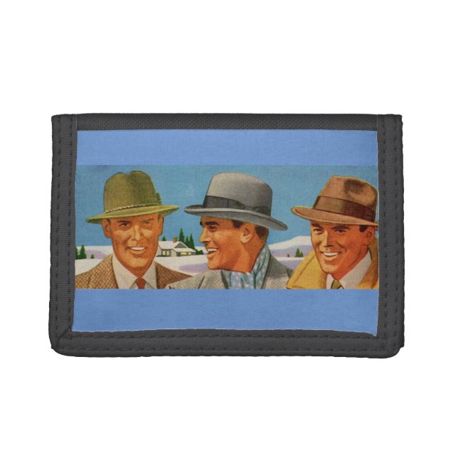 1950s fedora-wearing trio tri-fold wallet (Front)