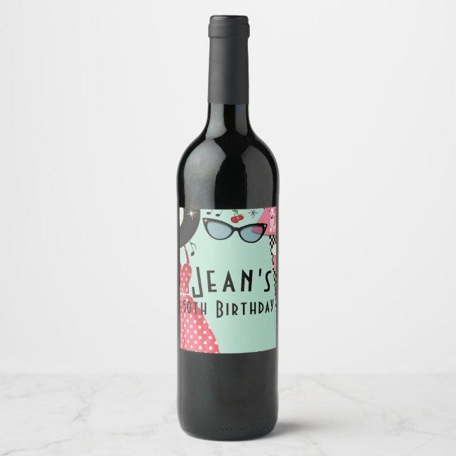 1950's Fifties Dress Up Retro Party Wine Labels (Front)