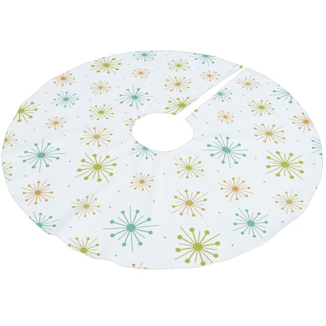 1950s Firework Starbursts Mid Century Brushed Polyester Tree Skirt (Angled)
