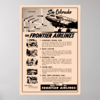 1950s Frontier Airlines Ad Reprint