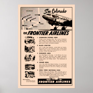 1950s Frontier Airlines Ad Reprint Poster
