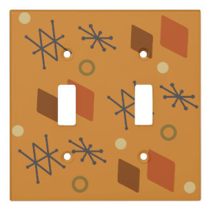1950s Geometric Abstract Art Burnt Orange Light Switch Cover