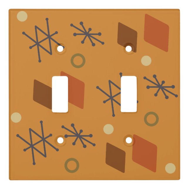 1950s Geometric Abstract Art Burnt Orange Light Switch Cover (Front)