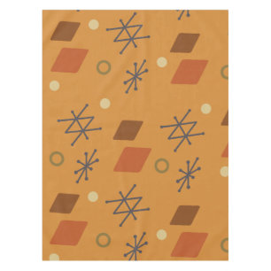 1950s Geometric Abstract Art Burnt Orange Tablecloth
