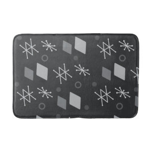 1950s Geometric Abstract Art Dark Gray Bath Mat
