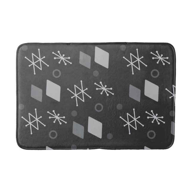 1950s Geometric Abstract Art Dark Gray Bath Mat (Front)