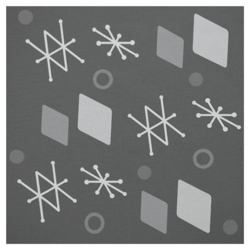 1950s Geometric Abstract Art Dark Gray Fabric