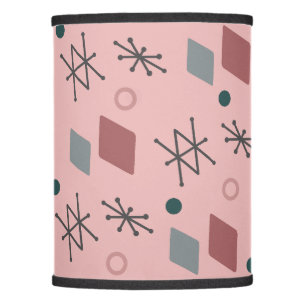 1950s Geometric Abstract Art Pink Gray Lamp Shade