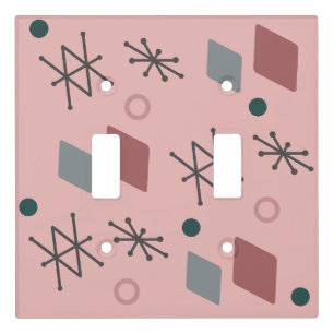 1950s Geometric Abstract Art Pink Gray Light Switch Cover