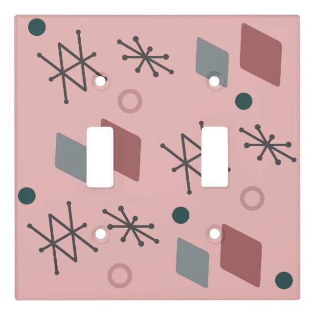 1950s Geometric Abstract Art Pink Gray Light Switch Cover (Front)