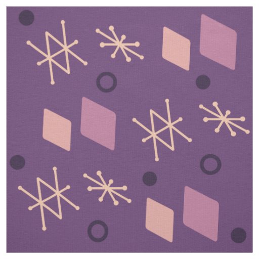 1950s Geometric Abstract Art Purple Fabric