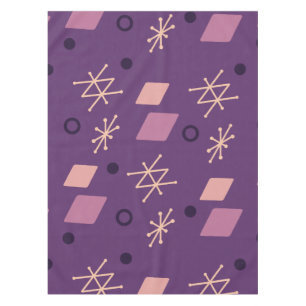 1950s Geometric Abstract Art Purple Tablecloth