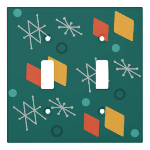 1950s Geometric Abstract Art Teal Light Switch Cover