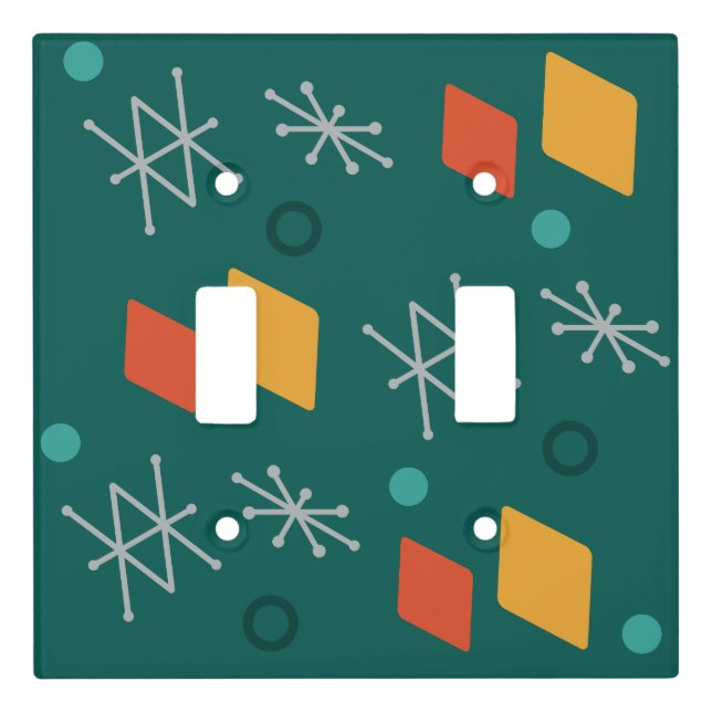 1950s Geometric Abstract Art Teal Light Switch Cover (Front)