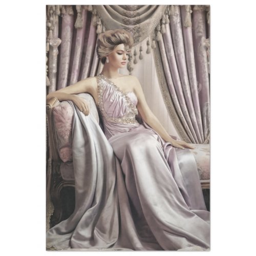 1950s Glam Womans Beauty Lilac Portrait Tissue Paper