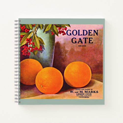 1950s Golden Gate Brand orange crate label Notebook