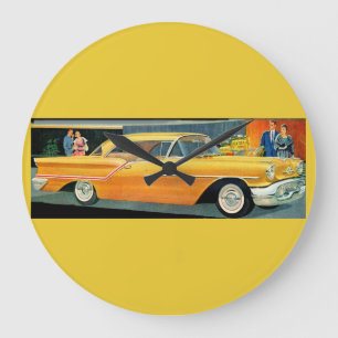 1950s golden Rocket 88 Oldsmobile Large Clock