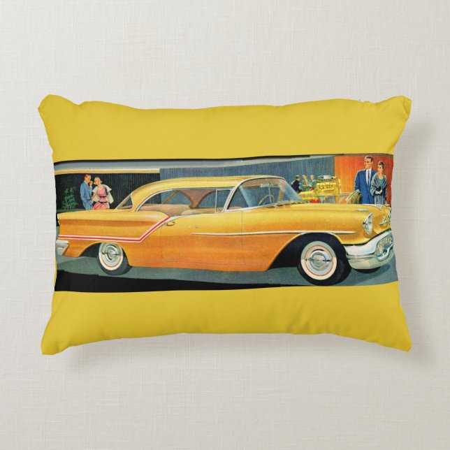 1950s golden Rocket 88 Oldsmobile print Accent Pillow (Front)