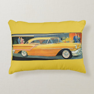 1950s golden Rocket 88 Oldsmobile print Decorative Pillow