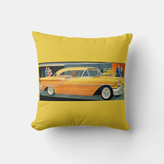 1950s golden Rocket 88 Oldsmobile print Throw Pillow (Front)