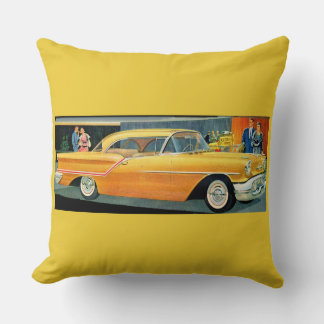 1950s golden Rocket 88 Oldsmobile print Throw Pillow
